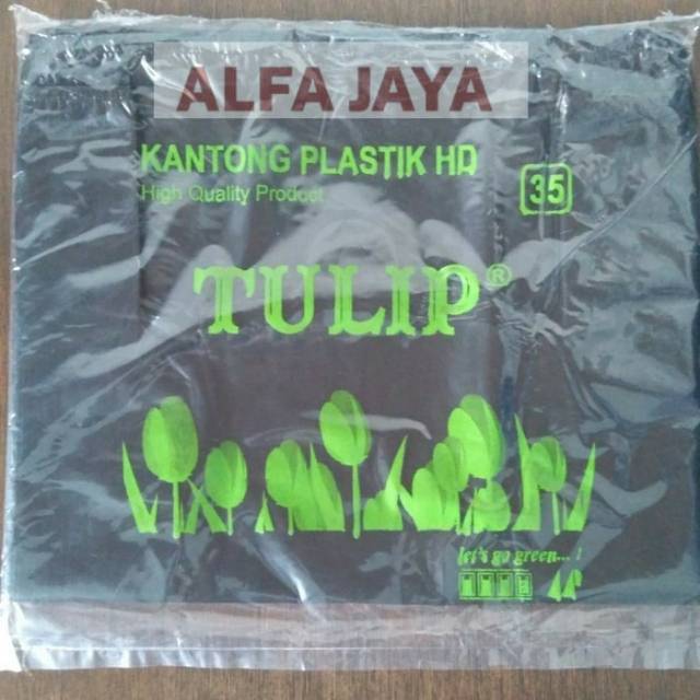 Kantong kresek hitam uk 35 tulip / kantong plastik hitam uk 35