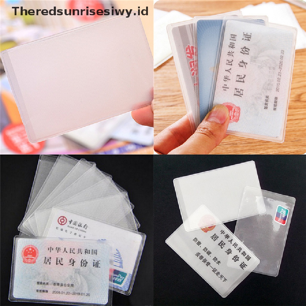 (Theredsunrisesiwy.Id) 10pcs Cover Pelindung Kartu Kredit / Identitas / Bisnis Bahan Pvc Frosted