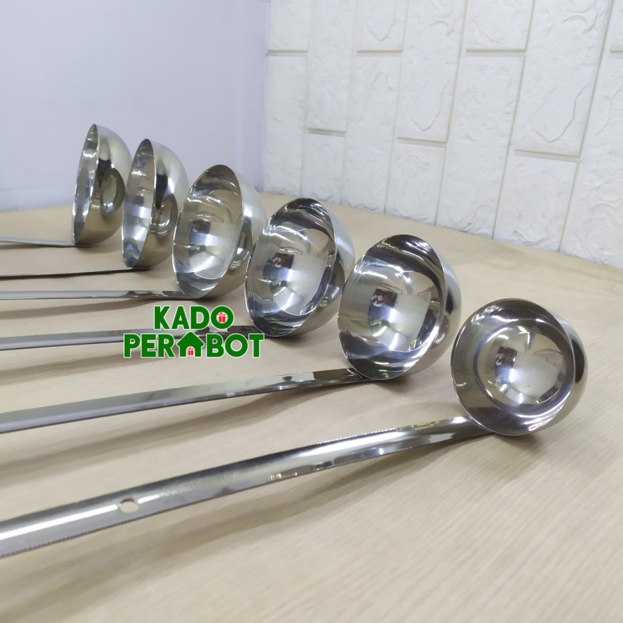 irus stainless jumbo 45 cm - centong kuah bakso panjang - sendok panci