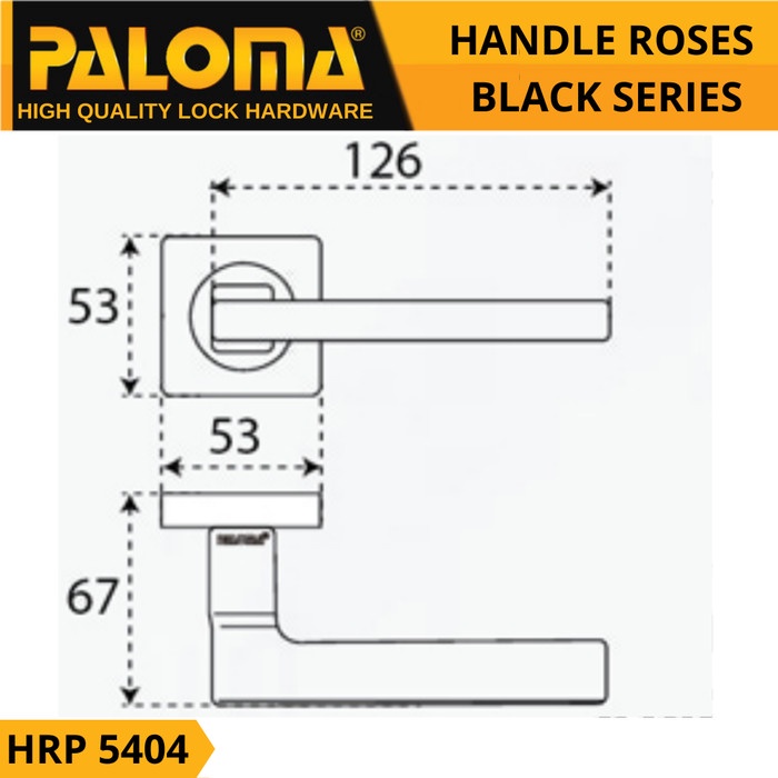 Handle Gagang Pintu Roses PALOMA HRP 5404 MATT BLACK HITAM