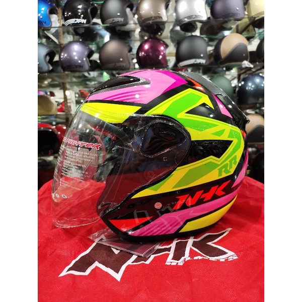 HELM HALF FACE NHK R6 MOTIF STARCO BLACK PINK YELLOW / HELM NHK R6 MOTIF / HELM HALF FACE NHK