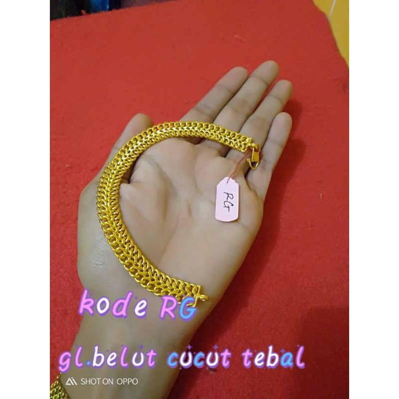 Gelang belut cucut lapis emas 24 karatt