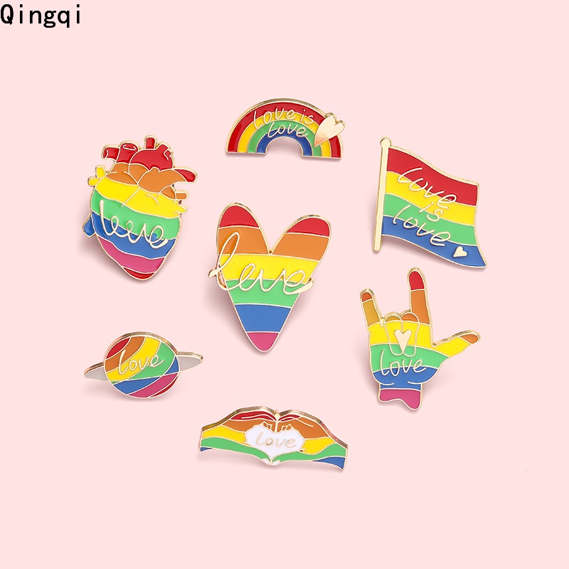 Bros Pin Enamel Desain Bendera LGBT Pelangi Untuk Hadiah Teman