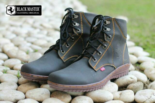 SEPATU BOOT KULIT ASLI BLACKMASTER FERRARI HIGH