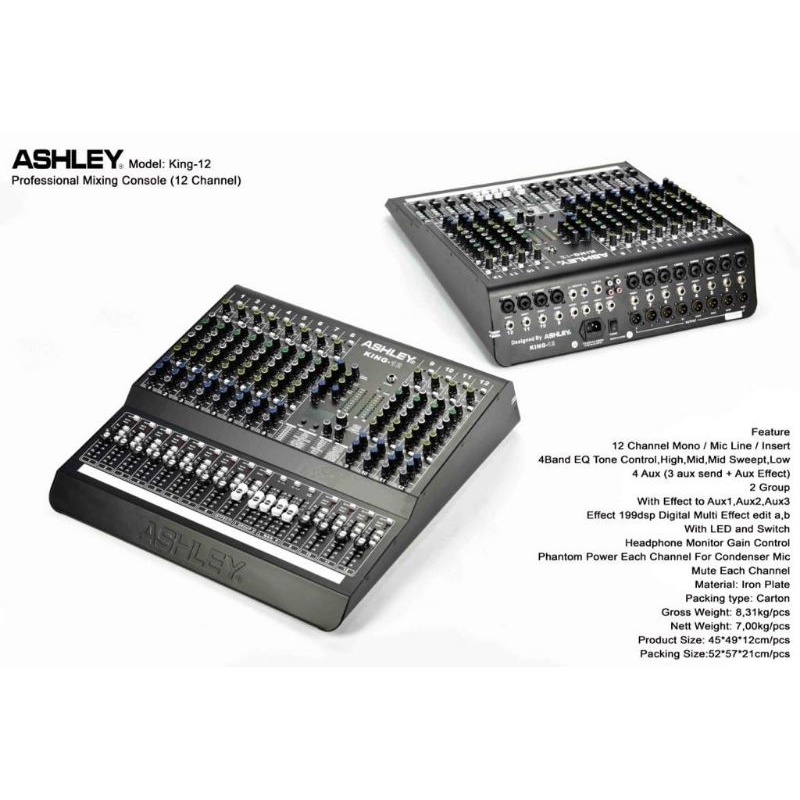 MIXER AUDIO ASHLEY KING12 CHANNEL KING12 ORIGINAL
