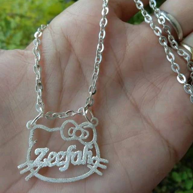 Kalung ukir nama perak asli