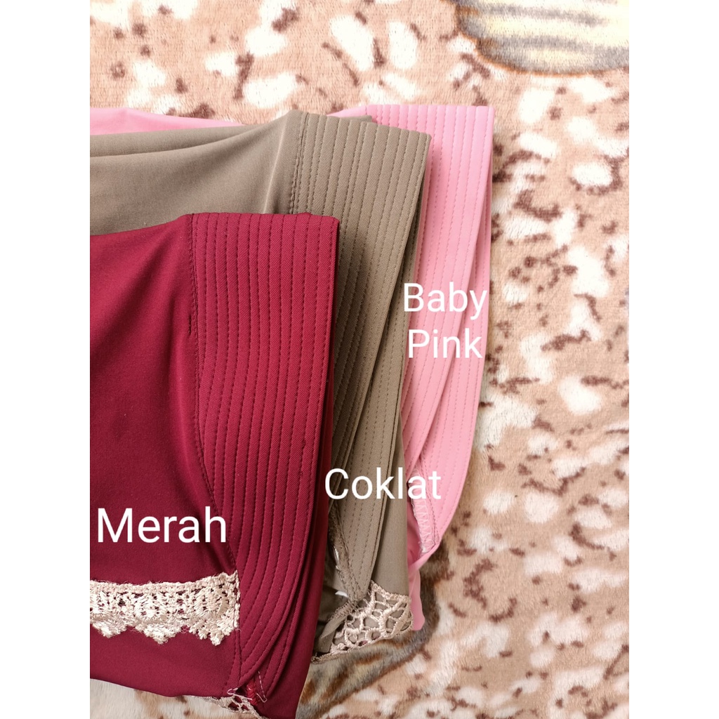 KERUDUNG/JILBAB/BERGO KHIMAR SERUT INSTANT RENDA 2 TALI, BAHAN YANG LEMBUT DAN TIDAK TEMBUS PANDANG BISA COD