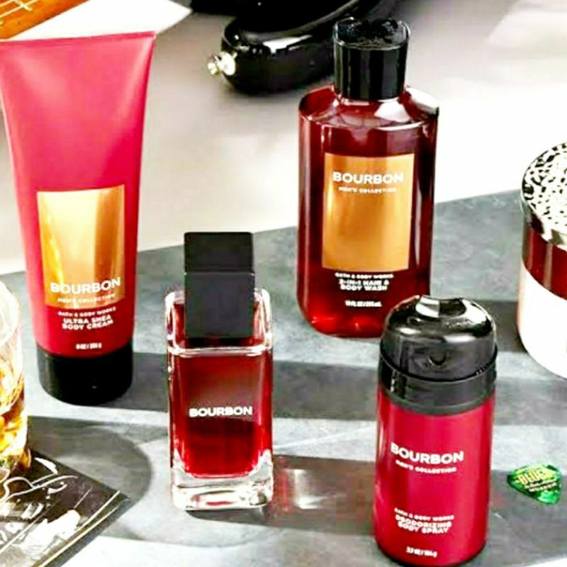 BATH &amp; BODY WORKS BBW MEN'S COLLECTION BOURBON SERIES BODY CREAM 226 G &amp; 70 G 2IN1 3IN1 HAIR , FACE &amp; BODY WASH 295 ML &amp; 88 ML DEODORIZING BODY SPRAY 104 G MINI COLOGNE 100 G &amp; 15 ML SHAVE GEL 191 G ROOMSPRAY 42,5 G POCKETBAC HANDCREAM 29 ML