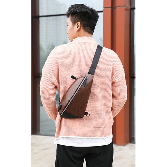 Tas Selempang Kulit Pria Sling Bag Tas import 177 USB