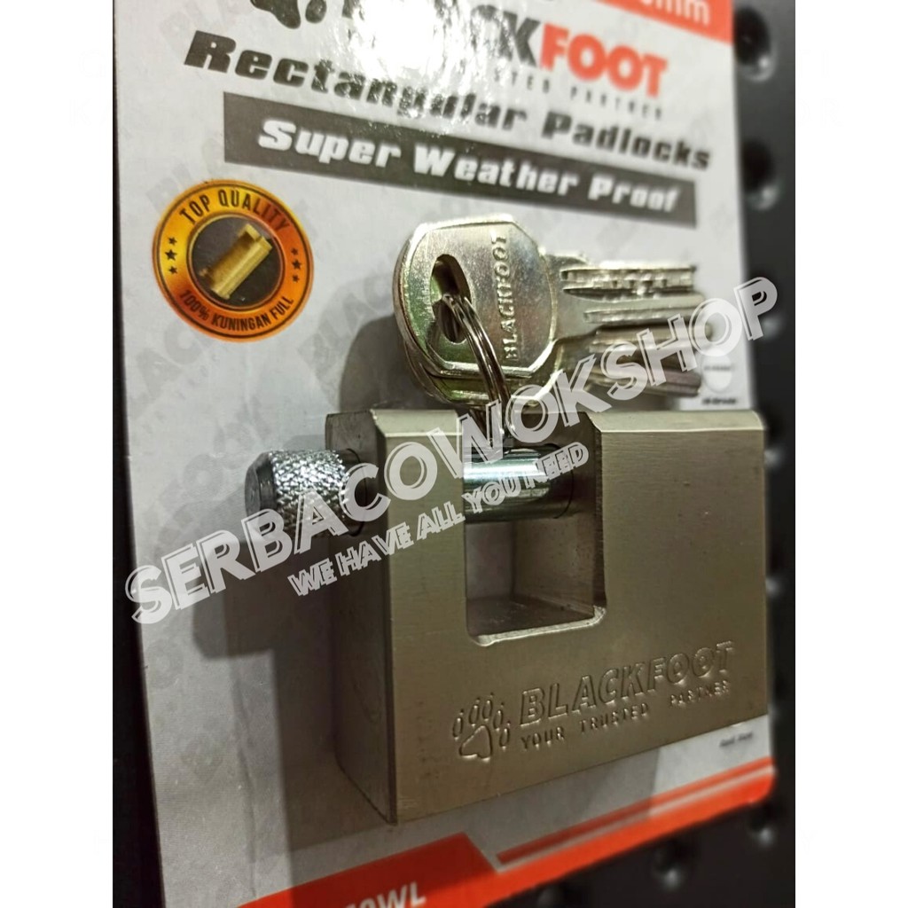 Blackfoot Gembok Kotak Putih 60 mm Stainless Steel Rectangular Padlock Anti Karat Anti Potong HD