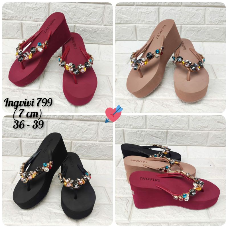 NEW!! SANDAL JEPIT INGVIVI WEDGES 7,5cm WOMEN WEDGE SANDALS