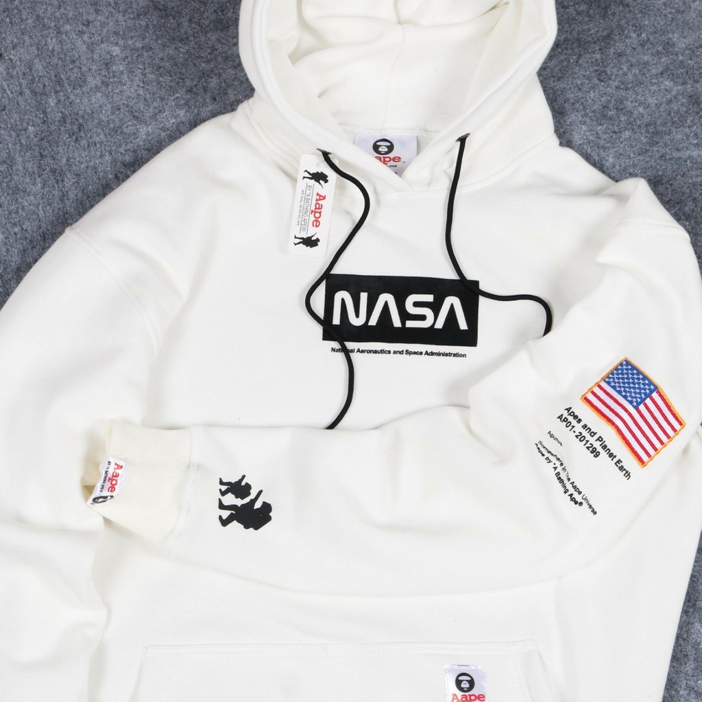 Jaket Sweater Hoodie NASA X APE – White Edition Trendy Casual Unisex Good Brand Quality Stylish