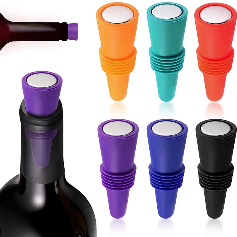 1Pc  Creative Silicone Wine Stopper / Portable Sealing Champagne Cork / Reusable Beer Bottle Caps / Reuse Practical Colorful Bottle Stopper Bar Accessories