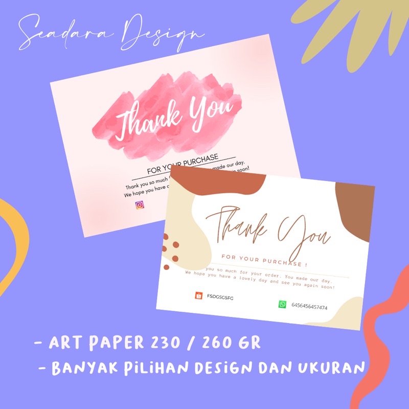 Thank you card, kartu ucapan terima kasih, terima kasih card, kartu terima kasih