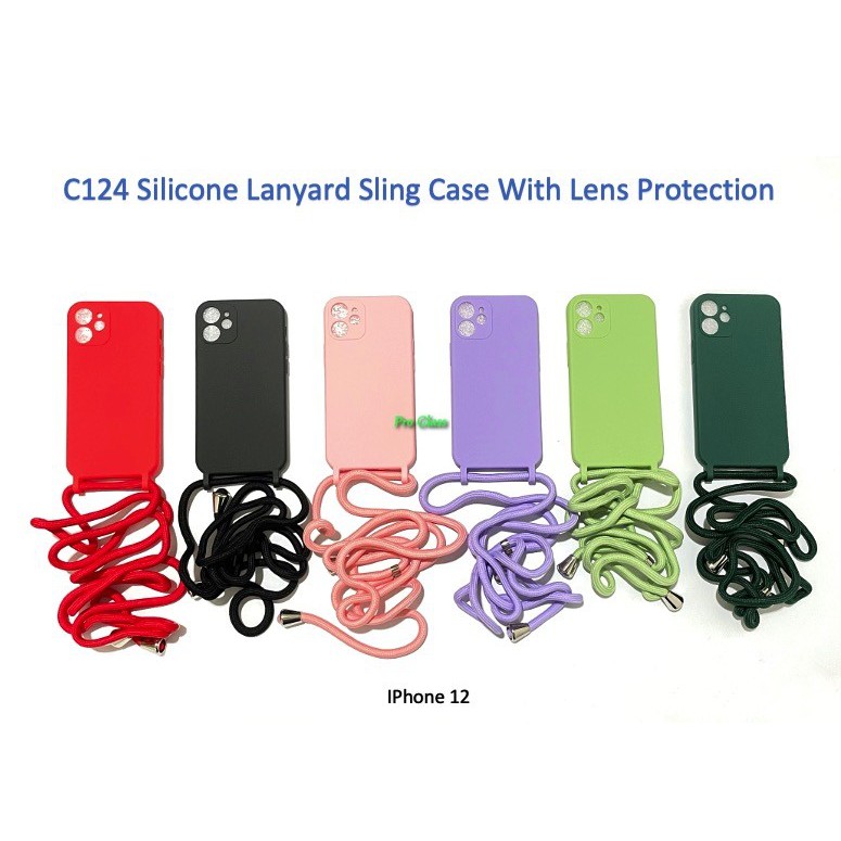 C124 Iphone 12 / 12 Mini / 12 PRO / 12 PRO MAX Lanyard Sling Silicone Case Tali Premium