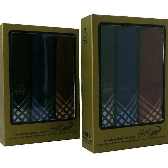 ISI 3 SAPU TANGAN CROCODILE PRIA KATUN SAPUTANGAN HANDKERCHIEF ORI STP355