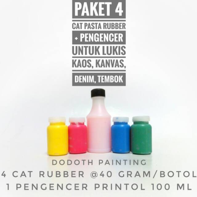 

Paket 4 Cat Pasta Rubber Lukis Kaos, Kanvas, Denim, Tembok + Pengencer