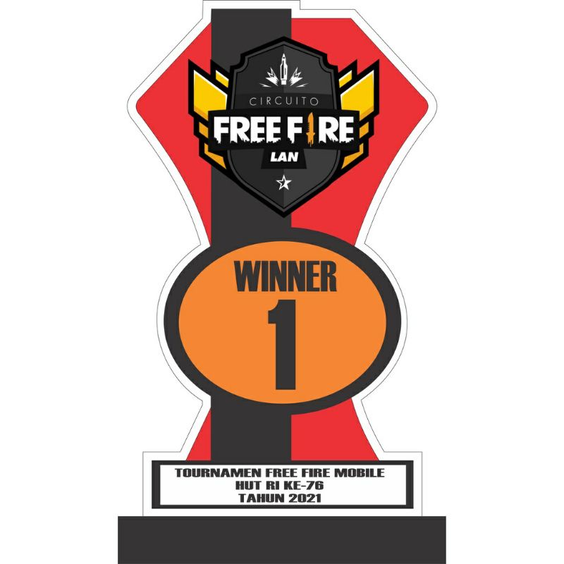 Trophy/Plakat/Piala Free Fire/Bahan Akrilik 3mm/Ukuran 25 x 15cm