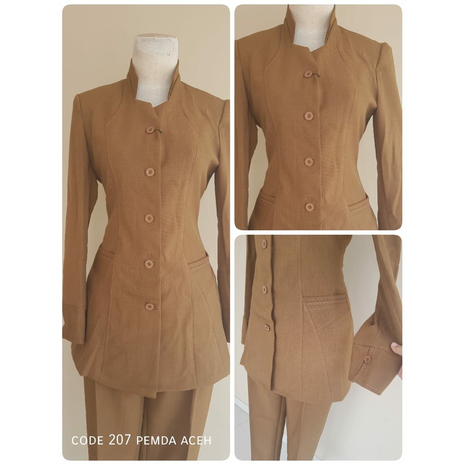 Setelan baju blazer dinas Pemda PNS cewek wanita coklat tua muslimah