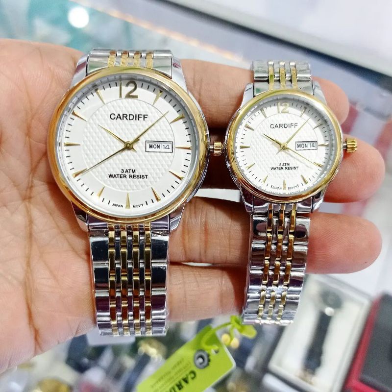 Jam Tangan Couple Cardiff Watch Silver Kombinasi Gold
