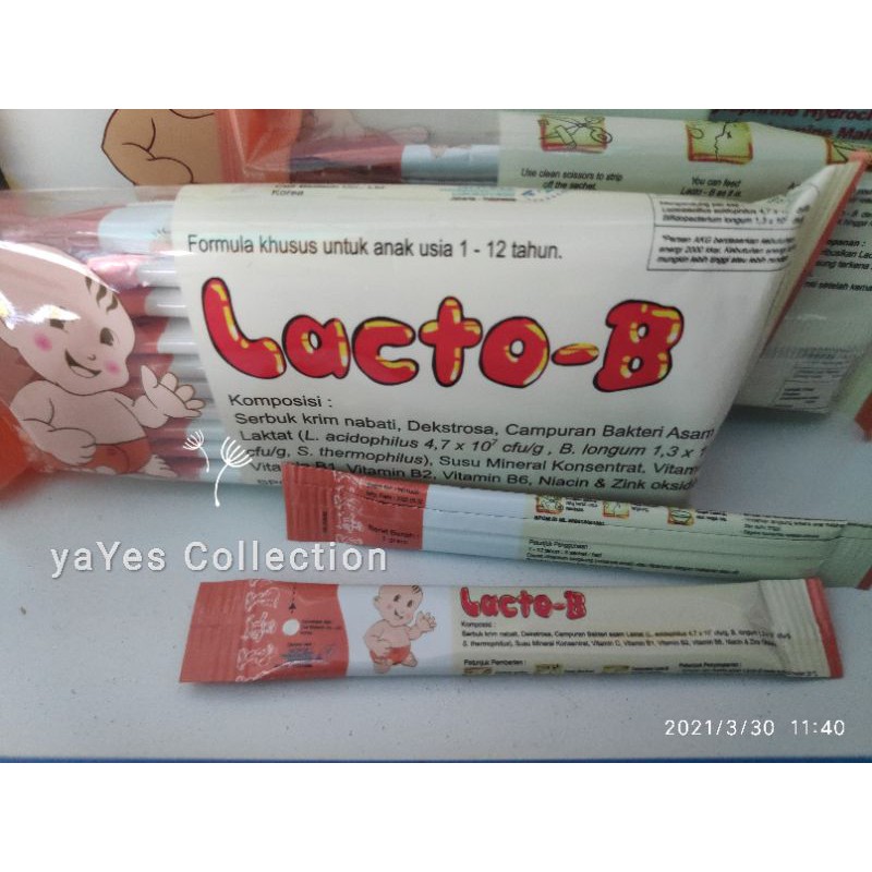 Lacto B Probiotik untuk diare &amp; Pencernaan 1 - 12 tahun anak baby Sachet 1 PCS Serbuk krim Nabati