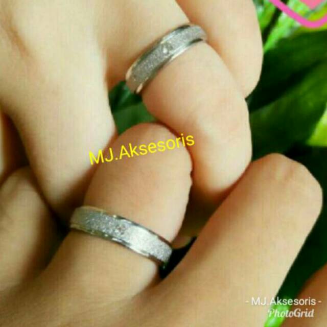 Cincin Couple Silver Cincin Couple Pasir Putih Cincin Tunangan Cincin Cowok Cewek Trendy Kado Ultah