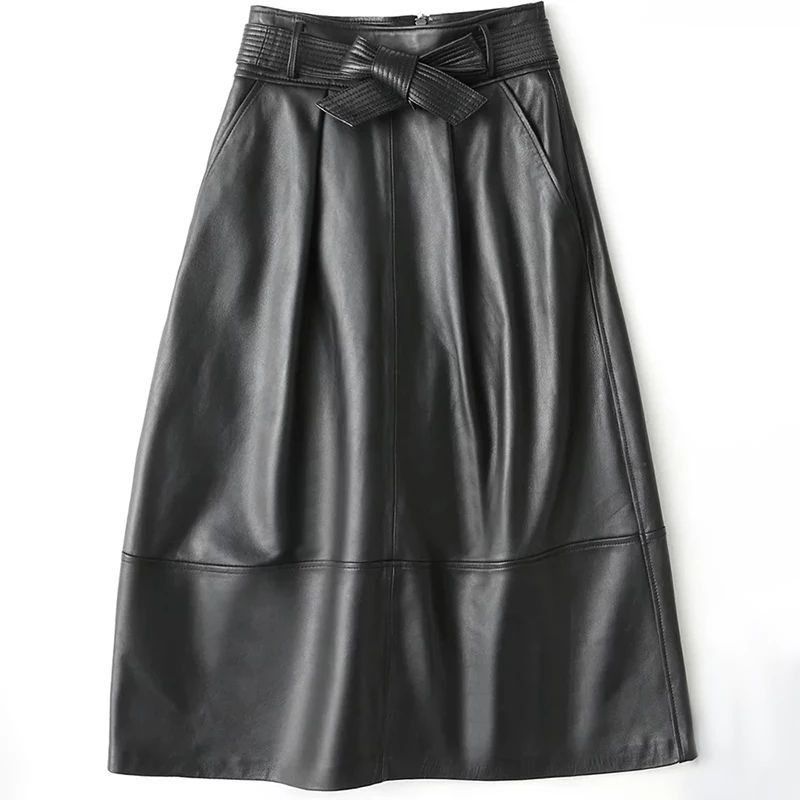 Rok Panjang Wanita Long Leather Skirts Bahan Semikulit Model A-Line Rok Korea Wanita Kantoran Party Wrap