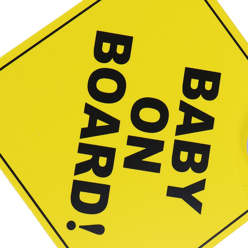 &lt; E2id &amp; &gt; Stiker Reflektif Motif Baby On Board 12CM Warna Kuning Dengan Suction Cup Untuk Jendela Mobil