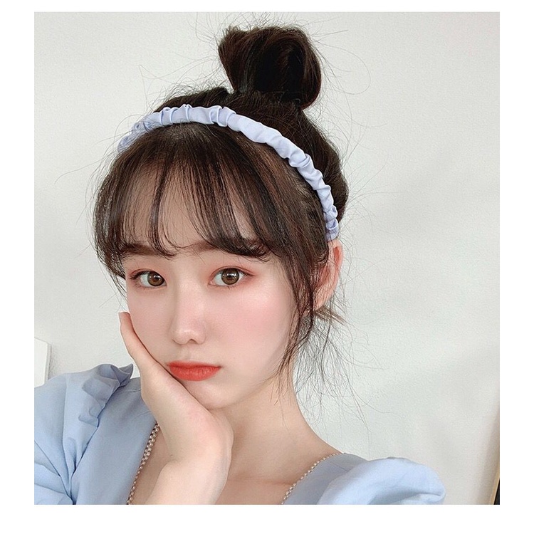 Bando Korea Kerut Polos Fashion Scrunchie Headband Korea Fashion