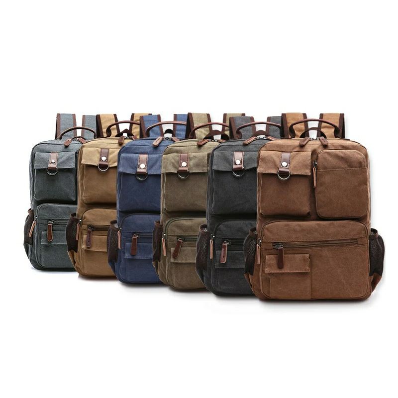 Tas kanvas pria tas punggung/tas gemblok/tas laptop/tas anak kuliahan