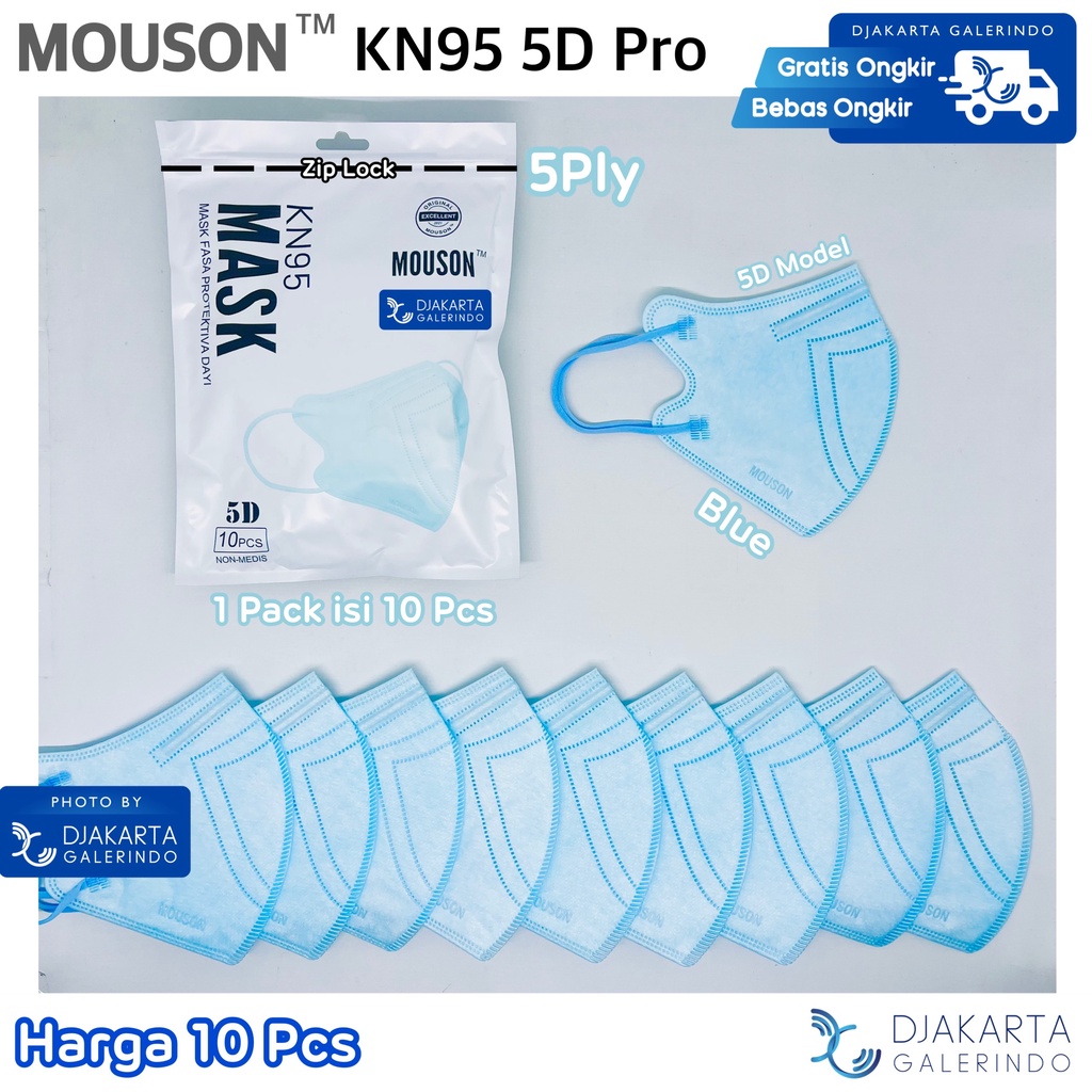 Masker Mouson KN95 5D KN95 Pro 5Ply Original isi 10Pcs