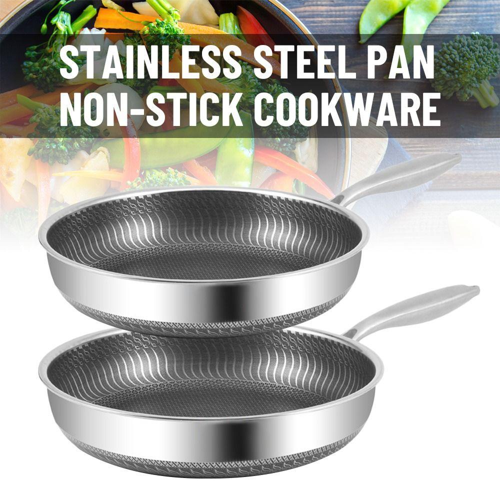 Solighter Wajan Penggorengan Tungku Elektromagnetik Umum316 /304Stainless Steel Kuali Antilengket Honeycomb Coating