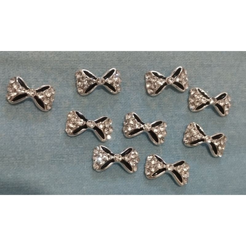 CHARM NAIL SILVER CUTE BOW/PITA | HIASAN NAIL ART / KUKU PALSU / HIASAN TASBIH DIGITAL