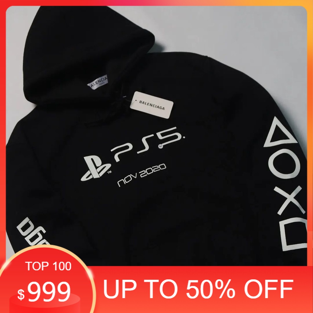 BALENCIAGA - Hoodie Sweater PS5 Hitam (Pria & Wanita) Full Label Original