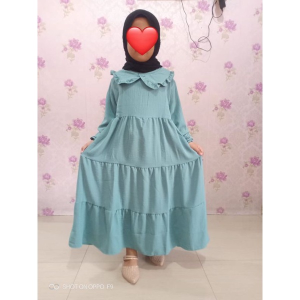 MIDI dress polos anak/ MIDI dress crinkle/MIDI polos