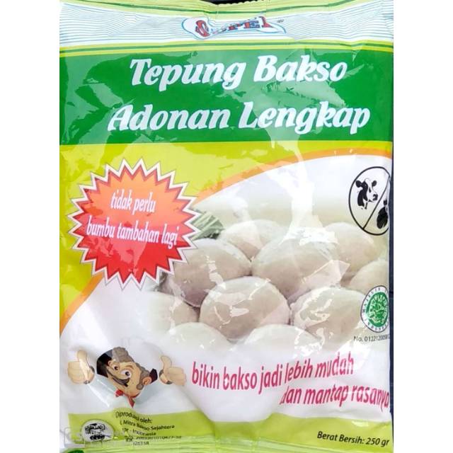 

TEPUNG CAP BAKSO SUPER ADONAN LENGKAP KOMPLIT PREMIX PREMIKS HALAL MURAH GROSIR 100% ASLI ORIGINAL