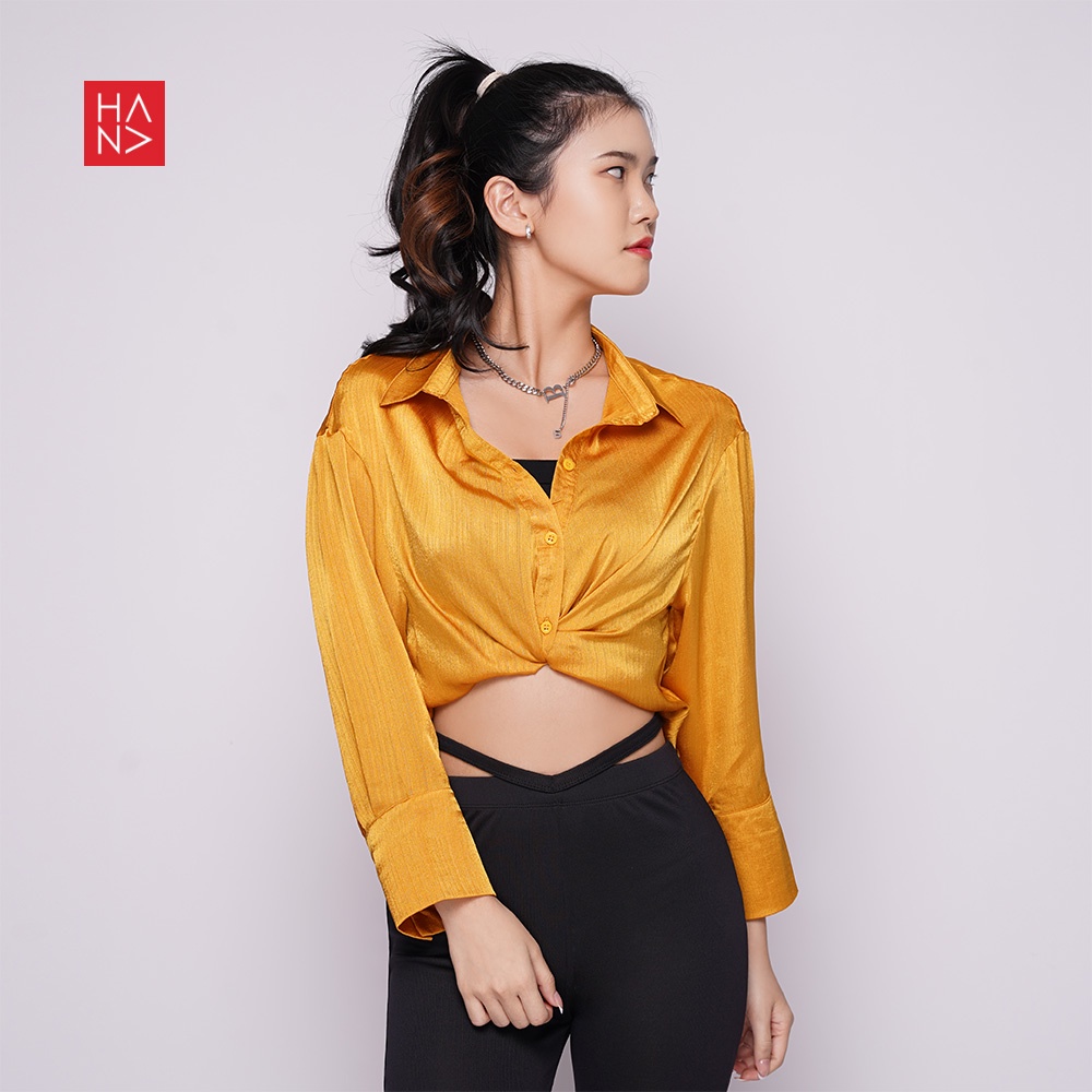 HanaFashion - Amira Tie Detail Shirt Blouse / Atasan Wanita - SB229