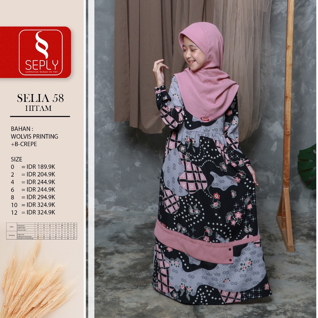 Set Gamis Syar'i Selia 58 Misha 44 Koko Kaseo 76 Sarimbit Keluarga Seply Eksis 91 Hitam