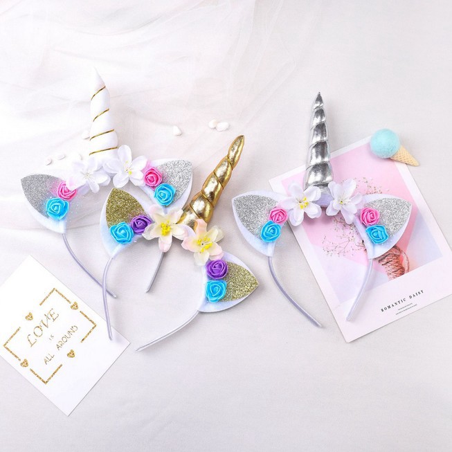 Bando Unicorn Bunga Untuk Pesta Tuan Putri Anak Perempuan Cantik Lucu Telinga Kucing Pegasus