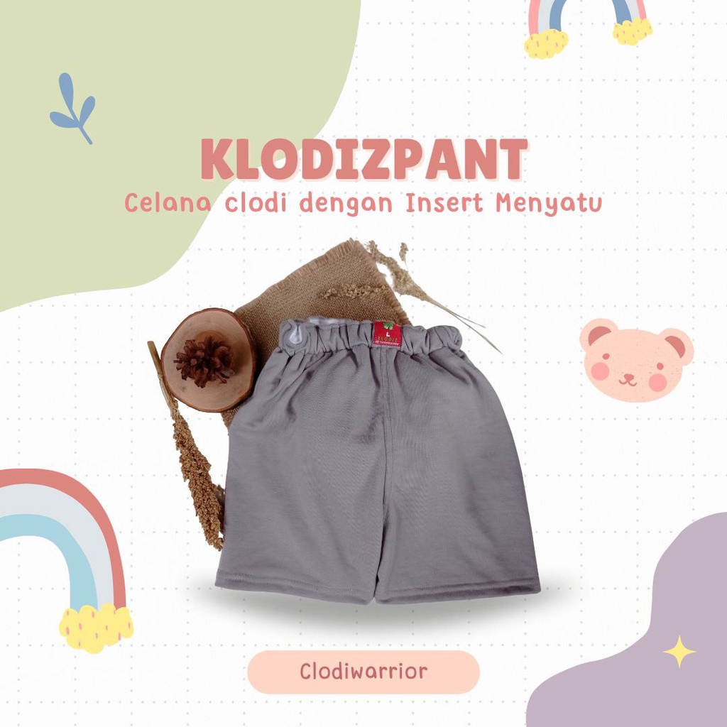 Klodiz Pant Clodi Insert Celana Menyatu Siap Pakai Popok Kain Cuci Ulang Ukuran K/S BB 5-11 kg