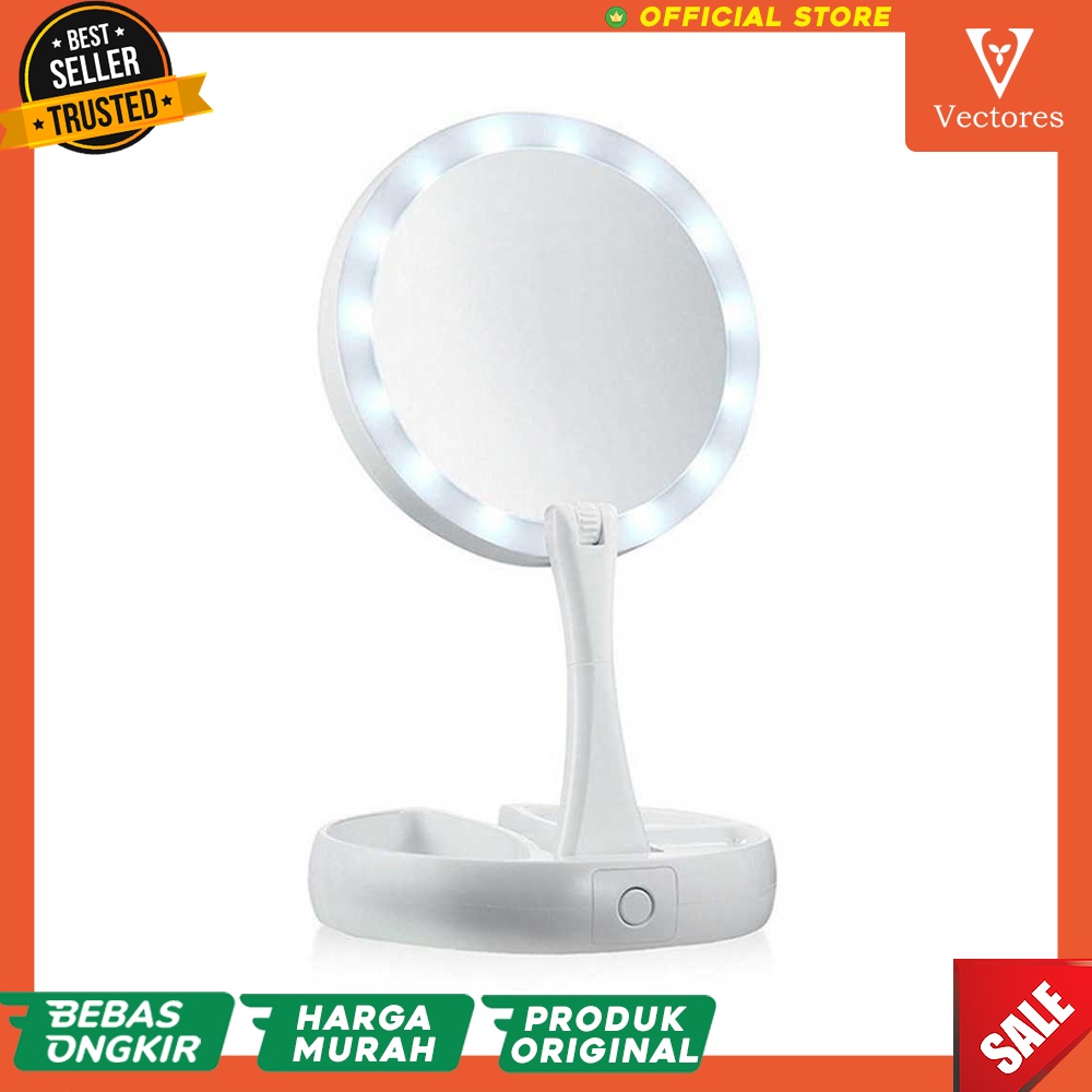 [ORIGINAL] Kaca Cermin Makeup Make Up Rias Magnifier Pembesar Mirror LED Ring Light Lamp Murah Terbaru Bisa Perbesar Zoom