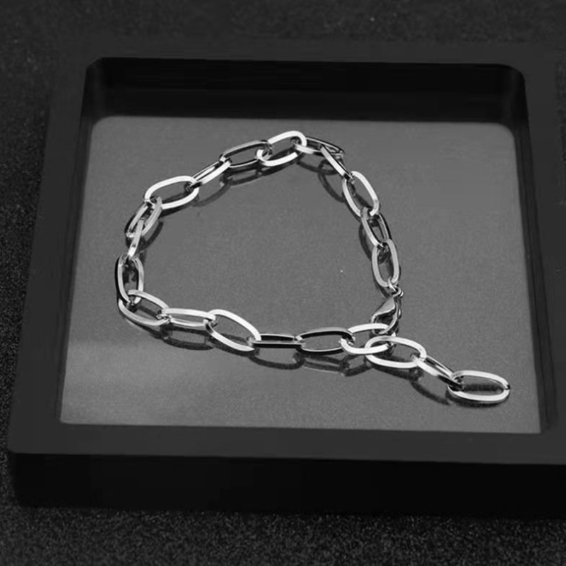 Gelang Tangan Rantai Silver Gaya Korea Untuk Pria / Wanita