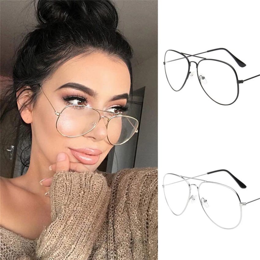 Kacamata Fashion Wanita EG4 Lensa Rangka Transparan Retro Vintage Metal Frame Eyeglasses KM31