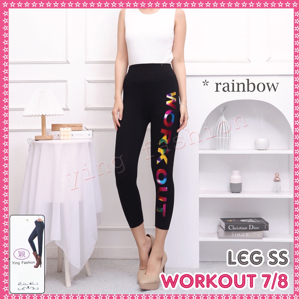 Legging Workout Pendek wanita / Legging ss workout pendek/ Legging sablon samping / legging jumbo work out