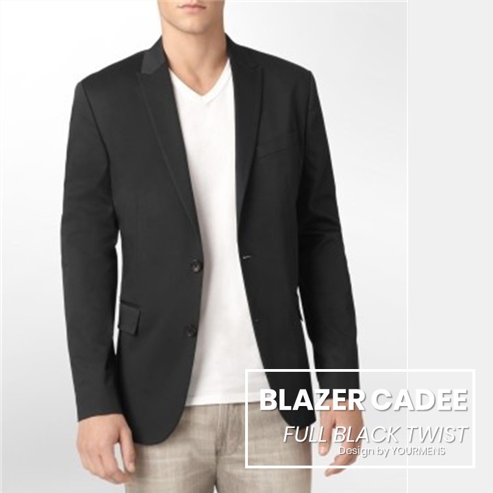 CADEE BLAZER PRIA SLIMFIT WARNA HITAM TWIST MODEL KANCING 2 ORIGINAL / JAS HITAM ACARA RESMI FORMAL MODEL SLIMFIT