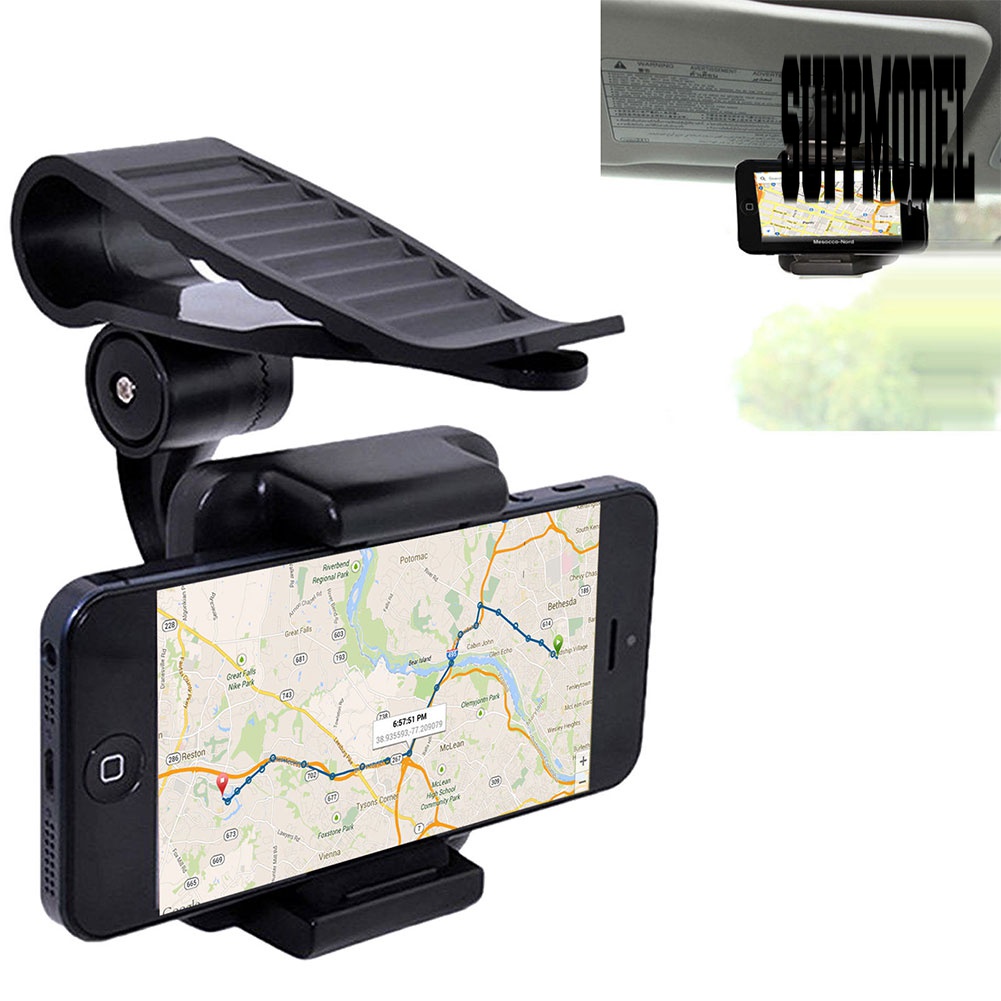 Stand Mount Sun Visor Mobil Rotasi 360 ° Holder Handphone / iPhone / Samsung / GPS