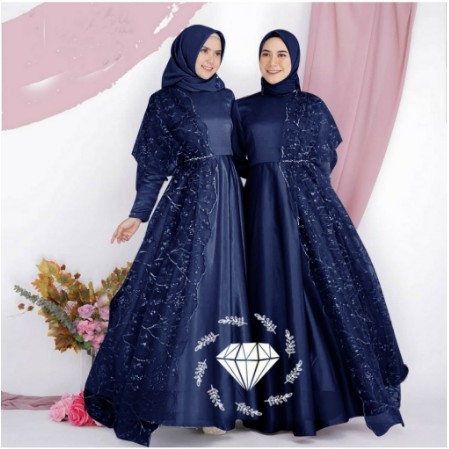 Fidella Long Dress Brukat / Gamis Kondangan Brukat / Baju Muslim Terbaru 2020 / Gamis Remaja Modern