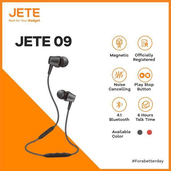 HEADSET BLUETOOTH JETE-09 MAGNETIC WIRELESS EARBUDS JETE ORIGINAL GARANSI 1 TAHUN