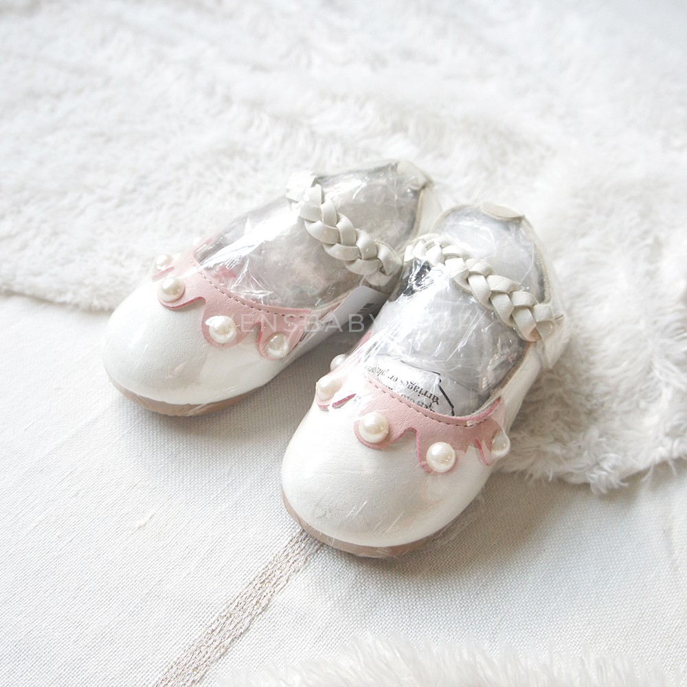 Flat Shoes Anak - Mutiara Pink Putih