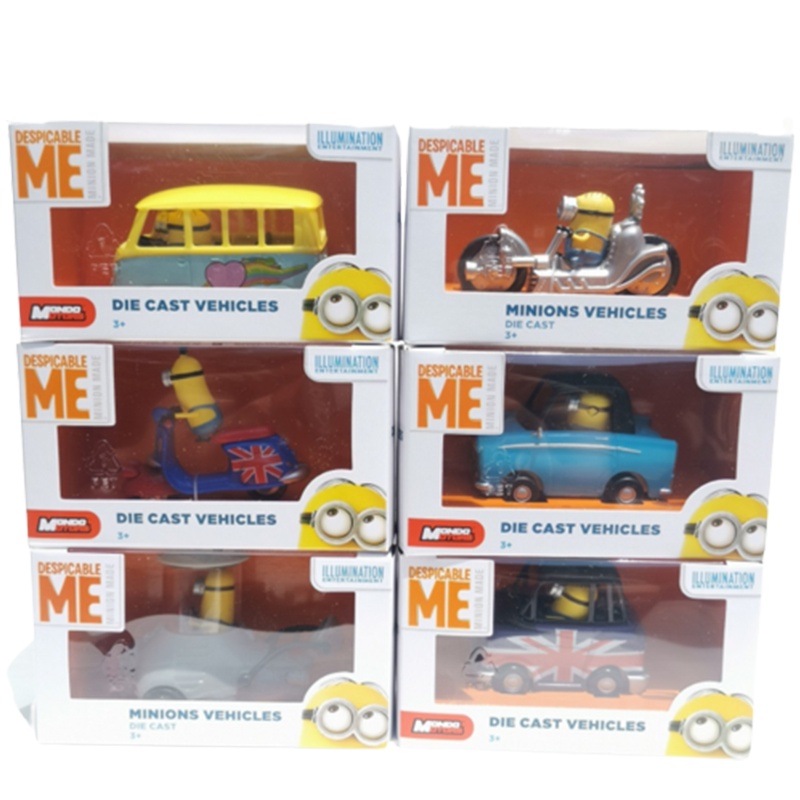 Despicable Me Minions Vehicle Alloy Car Volkswagen Bus Motorcycle Model Gifts